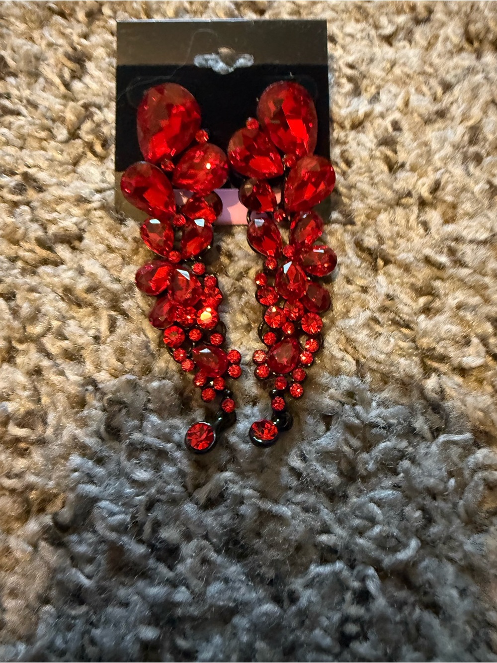 Red Crystal Drop Statement Earrings - Elegant Women Jewelry 3